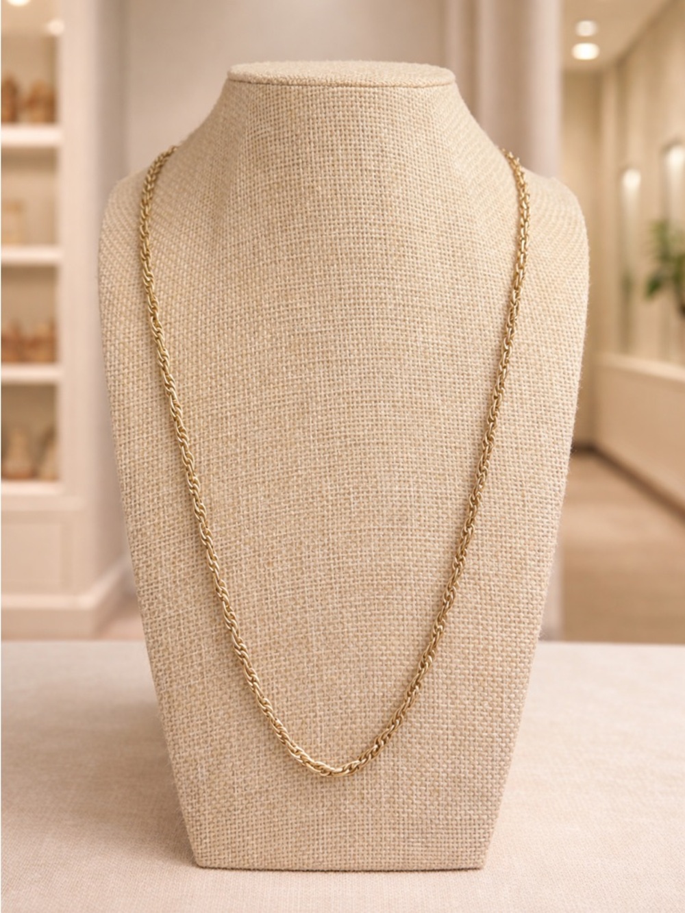 Vintage MONET Gold Tone Twisted Link Chain 27 Inches Stamped Signed